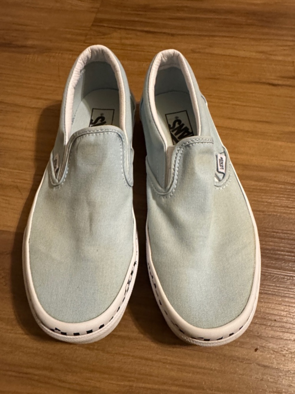 Unisex Vans Slip-On Sneakers in Pale Blue Canvas